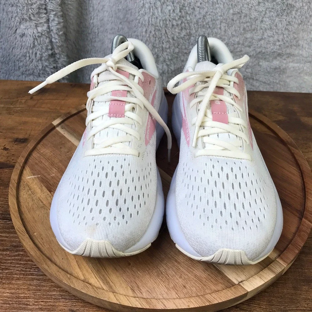 Brooks Ghost 16 Running Shoes Womens 10B White Pink Training Casual Sneakers
